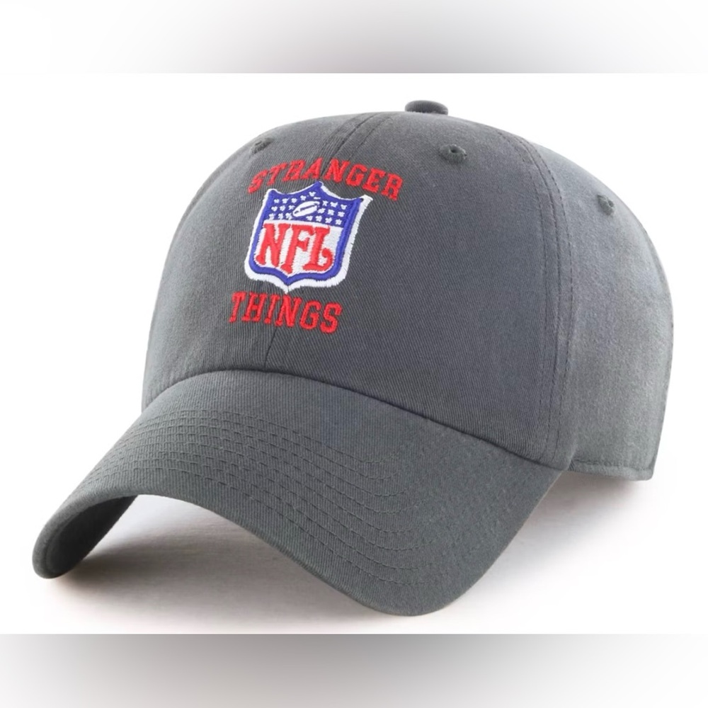 NFL Gray 'Stranger Things' Embroidered Baseball Cap with NFL Logo NWT